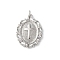 Brass Pendants with Jumping Ring, Oval with Cross, Platinum, 20x15x3mm