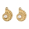 304 Stainless Steel Pendants, Shell Shape, with Cat Eye, Vacuum Plating, Real 18K Gold Plated, WhiteSmoke, 26.5x19x4.5mm, Hole: 2mm