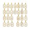 Brass Micro Pave Cubic Zirconia Pendants, with Shell, Rectangle with Alphabet, Real 18K Gold Plated, 19x12x2.5mm, Hole: 4.5x3.5mm, 26pcs/set