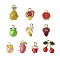 10Pcs 10 Style Golden Alloy Enamel Pendants, Imitation Fruit, Mix-shaped, Mixed Color, 12.5~18x8~13x5~7mm, Hole: 1.5~2mm, 1pc/style