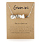 667 Stainless Steel with Natural Dalmatian Jasper & Natural Howlite & Natural Tiger Eye Chip Pendant Necklaces, Stainless Steel Color, Flat Round with 12 Constellations Pattern, Gemini, 19.29~20.08 inch(49~51cm)