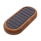Microfiber Ring Storage Tray, with Imitation Leather, Oval, Gray, 24x11x2.8cm