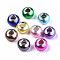 Imitation Pearl Style Resin European Beads, Large Hole Rondelle Beads, with Silver Tone Brass Double Cores, Mixed Color, 14x9mm, Hole: 5mm