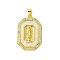 Real 18K Gold Plated Brass Micro Pave Cubic Zirconia Pendants, with Shell, Octagon, 31x20x2mm, Hole: 3.5x4.5mm