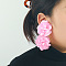 Polyester Dangle Stud Earrings, Flower, Pearl Pink, 400x53mm
