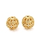 Brass Micro Pave Cubic Zirconia Beads, Hollow, Round with Heart, Golden, 10~10.5x10.5mm, Hole: 1.6mm