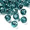Transparent Resin with Paillette Beads, Round, Faceted, Dark Cyan, 16mm, Hole: 2mm