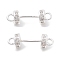 Brass Micro Pave Clear Cubic Zirconia Connector Charms, Flat Round Links, 925 Sterling Silver Plated, 19x6mm, Hole: 2mm