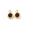 304 Stainless Steel Charms, with Rhinestone, Flat Round, Polishing, Real 18K Gold Plated, FireBrick, 9x6.5x3.5mm, Hole: 2mm