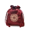 Chinese Style Rectangle Brocade Drawstring Bags, Organza Pouches Gift Jewelry Packaging Bag, Dark Red, 15x13cm