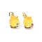 Oval Brass Micro Pave Cubic Zirconia Pendants, with Jump Ring and Glass Rhinestone, Rack Plating, Real 18K Gold Plated, Lead Free & Cadmium Free, Long-Lasting Plated, Yellow, 13.5x10.5x7mm, Hole: 3.3mm