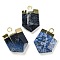 Natural Sodalite Pointed Pendants, Faceted Bullet Charms with Rack Plating Golden Plated Brass Findings, 24.5~25x16~16.5x7~7.5mm, Hole: 2.3mm