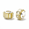 Glass European Beads, Large Hole Beads, with Brass Core, Faceted, Rondelle, Platinum, Light Yellow, 9x7mm, Hole: 5mm