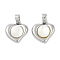 Brass Pave Natural White Shell Heart Charms, Platinum, 13x13.5x3.5mm, Hole: 5x2.5mm