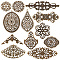 Iron Filigree Joiners Links, Computer Beaded Patch, Mixed Shapes, Antique Bronze, 18.9x11.2x1.7cm, 120pcs/box