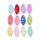 Transparent Glass Beads, Oval with Flower, Baking Paint, Mixed Color, 20x9.5x4mm, Hole: 1.2mm