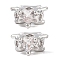 Brass Micro Pave Cubic Zirconia Beads, Heart, Platinum, 7x8x4mm, Hole: 2mm