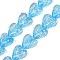Handmade Foil Glass Beads, Heart, Deep Sky Blue, 16x15x9mm, Hole: 1.5mm, 1.5mm, about 24pcs/strand, 12.59~13.18 inch(32~33.5cm)