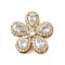 Brass Pave Cubic Zirconia 5-Petal Flower Multi-Strand Links, Real 18K Gold Plated, Rack Plating, Long-Lasting Plated, Cadmium Free & Lead Free, Clear, 20x20.5x5.5mm, Hole: 4x2mm