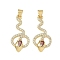 Brass Micro Pave Cubic Zirconia Pendants, Rack Plating, Snake, Lead Free & Cadmium Free, Long-Lasting Plated, Real 18K Gold Plated, 29.5x14.5x3.5mm, Hole: 4x3.5mm
