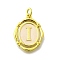 Brass Pendants, with Enamel, Oval with Letter, Real 18K Gold Plated, with Jump Ring, Letter I, 20x15~15.5x2mm, Hole: 3.5mm
