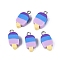 Handmade Polymer Clay Pendants, Ice Cream Charms, with Iron Loops, Plum, 18~19.5x8.5~10.5x5mm, Hole: 1.8~2mm