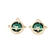 Golden Plated Brass Pendans, with Clear Cubic Zirconia and Glass, Planet Charms, Green, 15x16.5x6mm, Hole: 1.5mm
