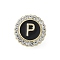 Letter Enamel Pins, Alloy Brooches for Backpack Clothes, with Clear Cubic Zirconia , Letter P, 17.8x17mm