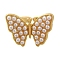 Brass Cuff Rings, ABS Plastic Pearl Rings for Women, Cadmium Free & Lead Free, Butterfly, Golden, 15.5x21.5mm,US Size 6(16.5mm)