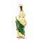 201 Stainless Steel Pendants, with Enamel, Saint Jude Charm, PVD Vacuum Plating, Real 18K Gold Plated, 33.5x12.5x2.5mm, Hole: 7x3.5mm