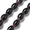 Handmade Millefiori Lampwork Beads Strands, Rice, Black, 11~12x7~8mm, Hole: 0.9mm, about 31pcs/strand, 13.98~14.37 inch(35.5~36.5cm)