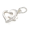 Brass Lobster Claw Clasps, Lead Free & Cadmium Free, Heart, Platinum, 13x9x3mm, Hole: 4mm