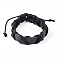 Adjustable Leather Cord Bracelets, with Waxed Cord, Black, 60~68mm