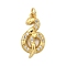 Brass Micro Pave Clear Cubic Zirconia Pendants, Snake, with Jump Ring, Golden, 25x13x4.5mm, Hole: 2.5mm
