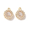 Brass Micro Pave Clear Cubic Zirconia Pendants, Nickle Free, Round Charms, Real 18K Gold Plated, 11x9x5mm, Hole: 1.1mm