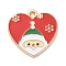 Christmas Alloy Enamel Pendants, Golden, Heart, 20x20x1.5mm, Hole: 1.6mm