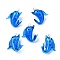 Handmade Lampwork Pendants, Dolphin, Blue, 27~30x21~24x15~17mm, Hole: 1~1.6mm