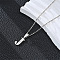 201 Stainless Steel Crystal Rhinestone Initial Pendant Necklaces, Stainless Steel Color, Non-Tarnish, Letter J, 15.75 inch(40cm)