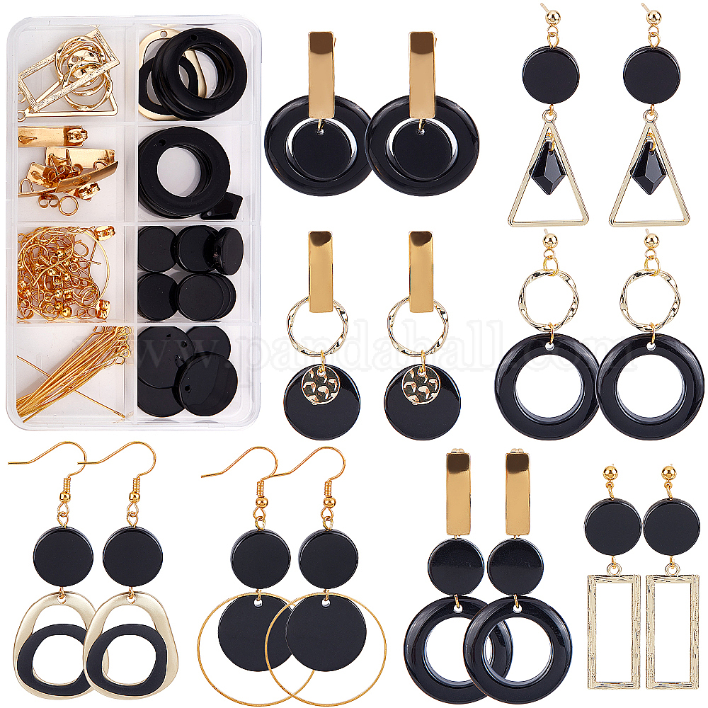 Kit Fabrication Boucles D'Oreilles DICOSMETIC - 18 Pendientes Géométriques Et Crochets En Or Pour DIY Bijoux