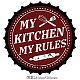 GLOBLELAND My Kitchen My Rules Vintage Metal Iron Sign Plaque Poster Retro Metal Wall Decorative Tin Signs 13.8×13.8inch for Home Bar Coffee Shop Restaurant Kitchen Club Decoration AJEW-WH0358-005-1