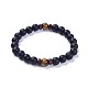 Natural Black Agate(Dyed) Bead Stretch Bracelets BJEW-JB04295-04-1