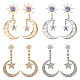 Anattasoul 4 пара 4 стильных сережек-гвоздиков со стразами в виде луны и звезд EJEW-AN0004-45-1