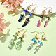 4 paire de boucles d'oreilles pendantes en forme de pépite et de champignon en cristal de quartz naturel teint en 4 couleurs EJEW-TA00335-2
