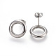304 Stainless Steel Stud Earrings & Tiered Necklaces Jewelry Sets SJEW-L136-12-5