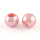 Perles européennes en plastique ABS d'imitation perle, perles de rondelle avec grand trou , rose, 11.5~12x10mm, Trou: 5mm