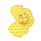 ドルエナメルピンを持っている手  バックパックの服のための黄金の合金のバッジ  きいろ  30x25.5x1mm JEWB-F026-01-3