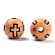 模造ウッドアクリルビーズ  十字架の丸い  砂茶色  8mm  穴：2mm  約1800個/500g SACR-R830-04-2