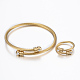 Set di braccialetti e anelli di coppia in acciaio inossidabile di tendenza SJEW-H073-13-2