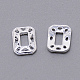 合金カボション  ネイルアートスタッド  ネイルアートデコートアクセサリー  中空の長方形の八角形  カドミウムフリー＆鉛フリー  銀  8.8x6.3x1.1mm  100個/袋 MRMJ-WH0065-75S-RS-2