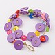 Resin Flat Round Button Jewelry Sets: Bracelets/Necklaces & Ear Studs SJEW-JS00793-4